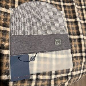 Louis Vuitton Gray Check Knit Beanie